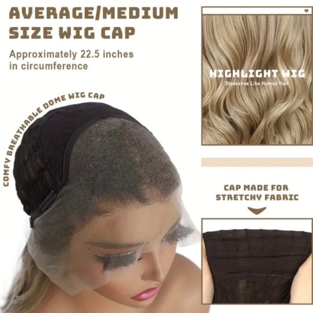 24” Synthetic Lace Front Wig Featuring a Blend of Brown And Honey Blonde Long. - Picture 3 of 5